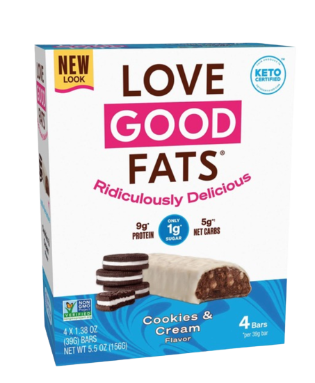 Love Good Fats Cookie & Cream Keto Bars