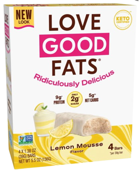 Love Good Fats Lemon Mousse Keto Bars